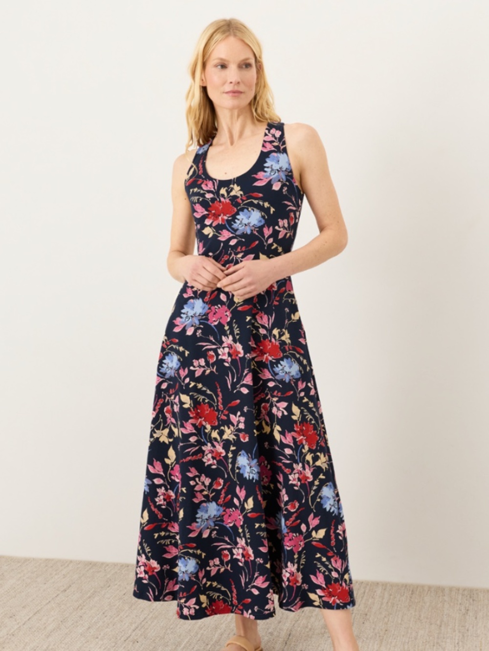 NEW! Pact Dayspring Blooms Fit Flare Maxi Dress Size S NWT!